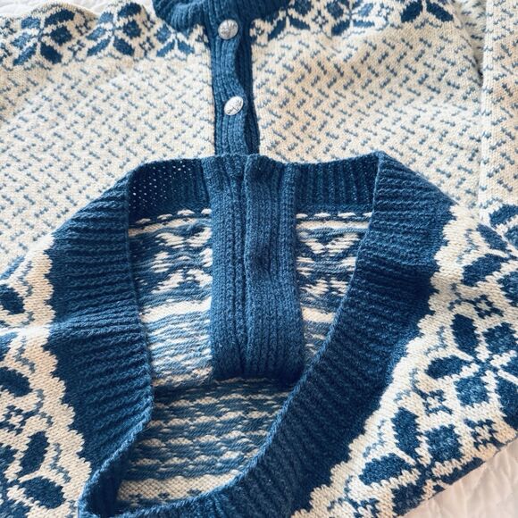 Norwegian 1980's Norway Wool Ladies Sweater Med Blue Cream Hand Knit Cardigan - Picture 8 of 8